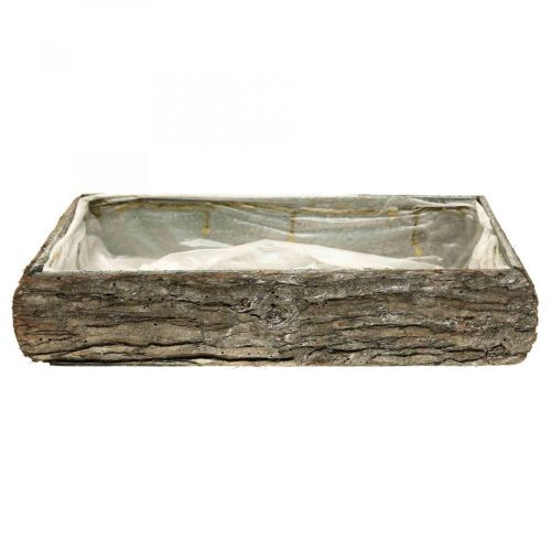Floristik24 Macetero de madera macetero decorativo con corteza 33×15×7cm