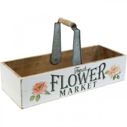 Artículo Caja de plantas, decoración de flores, caja de madera para plantar, caja de flores aspecto nostálgico 41,5 × 16 cm