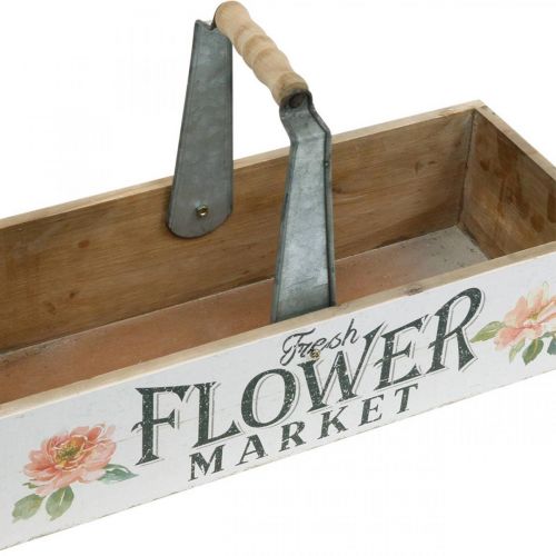 Artículo Caja de plantas, decoración de flores, caja de madera para plantar, caja de flores aspecto nostálgico 41,5 × 16 cm