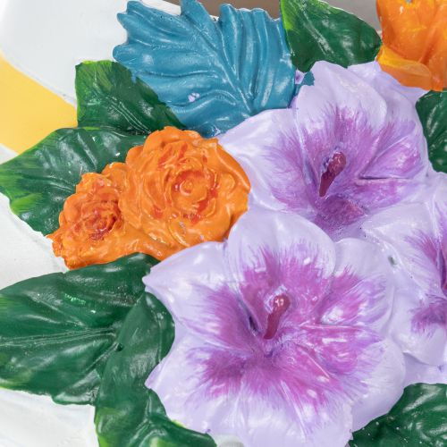 Artículo Jarrón con forma de mujer con sombrero y flores, maceta decorativa para interiores y exteriores, 20 cm.