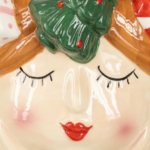Floristik24 Cabeza de planta de cerámica para niña, maceta decorativa navideña de 17 cm de alto.