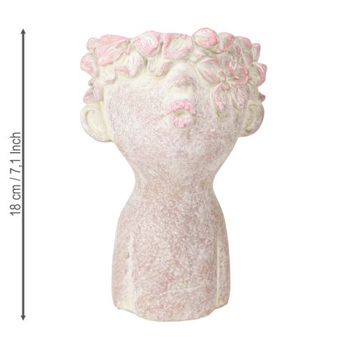 Artículo Macetero busto mujer enviando besos Color rosa 18cm 3uds