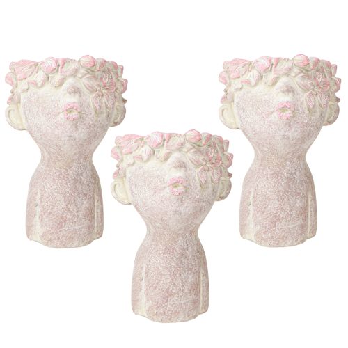 Artículo Macetero busto mujer enviando besos Color rosa 18cm 3uds