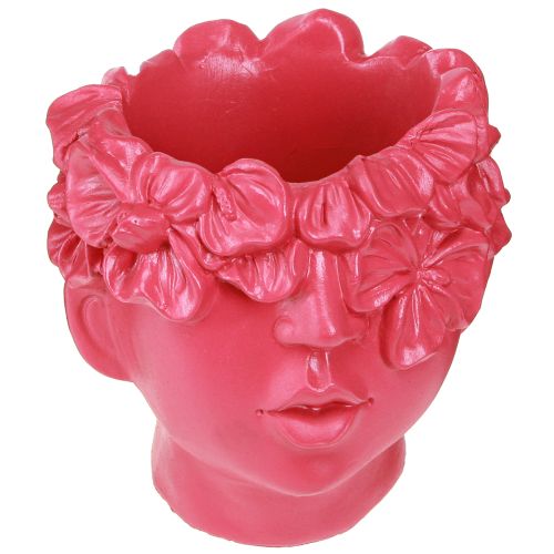 Artículo Busto de poliresina con forma de cabeza de planta, color rosa, 13,5 x 13 x 14 cm