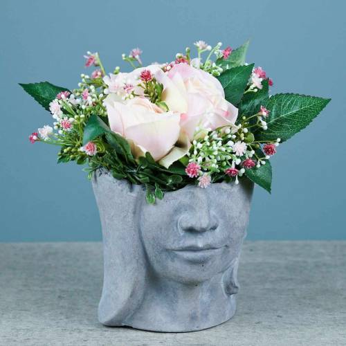Floristik24 Busto de cabeza de plantación de hormigón para plantar gris A14,5cm 2 piezas