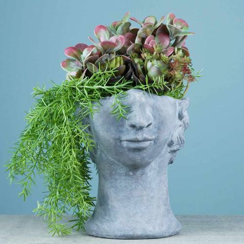 Floristik24 Busto de cabeza de plantación de hormigón para plantar gris A23,5cm