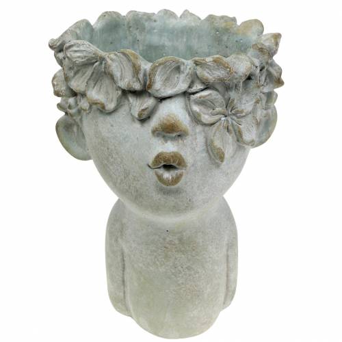 Floristik24 Busto de cabeza de planta moldeado en piedra Ø17.5cm H26cm