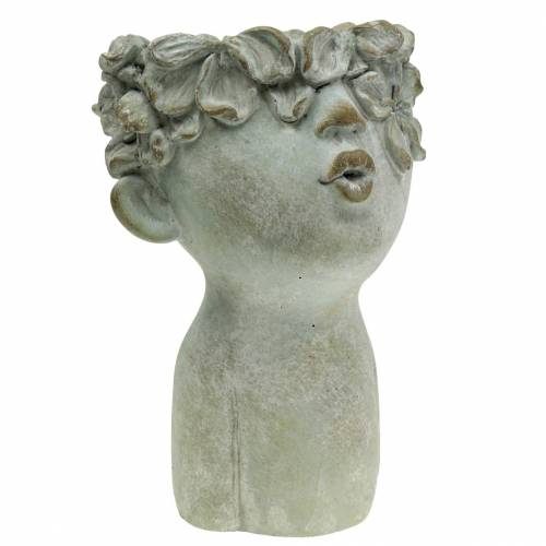 Floristik24 Busto de cabeza de planta moldeado en piedra Ø17.5cm H26cm