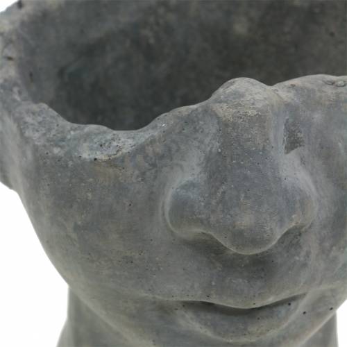 Floristik24 Busto de cabeza de planta de hormigón para plantar gris H13cm 2pcs