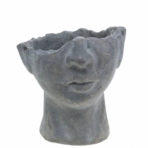Floristik24 Busto de cabeza de planta de hormigón para plantar gris H13cm 2pcs