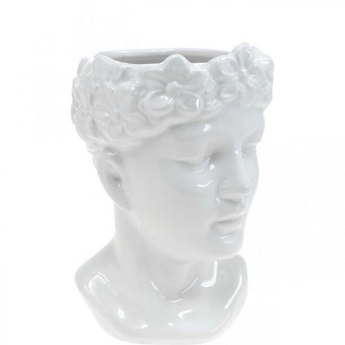 Floristik24 Cabeza de planta busto mujer florero de cerámica blanco H19cm