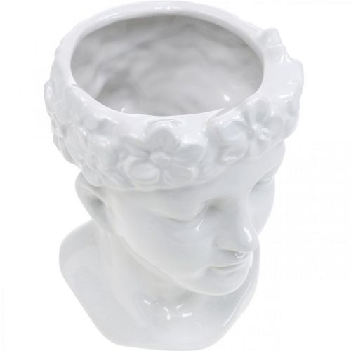 Floristik24 Cabeza de planta busto mujer florero de cerámica blanco maceta H22.5cm