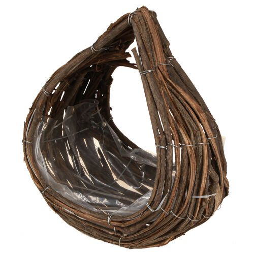 Artículo Cesta para plantas de madera con forma de gota, natural, 38 x 18 cm / 23 x 13 cm, juego de 2