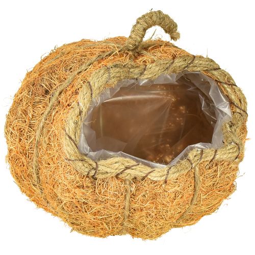 Cesta para plantas de calabaza con decoración otoñal de papel de aluminio naranja Ø18cm H15cm