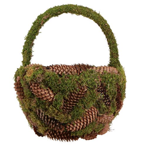Artículo Cesta para plantas con conos de abeto y musgo con asa Ø32cm H42cm