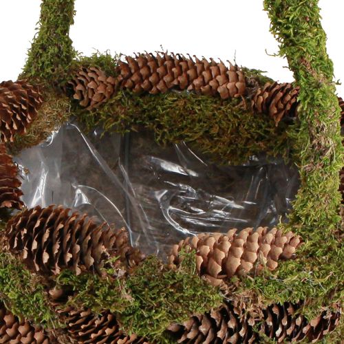 Artículo Cesta para plantas con conos de abeto y musgo con asa Ø32cm H42cm