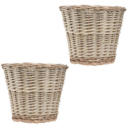 Artículo Cesta para plantas de mimbre natural gris-blanco Ø25 H21cm 2uds