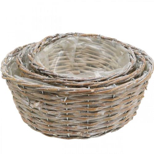 Artículo Cesta para plantas cesta de mimbre blanco lavado Ø21.5/26/Ø31cm juego de 3