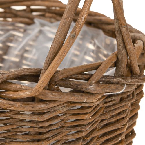 Artículo Cesta para plantas con asa ovalada marrón sauce 28/24cm juego de 2