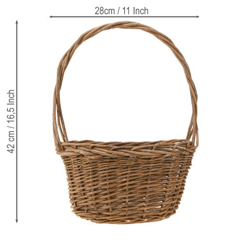 Artículo Cesta para plantas con asa ovalada marrón sauce 28/24cm juego de 2