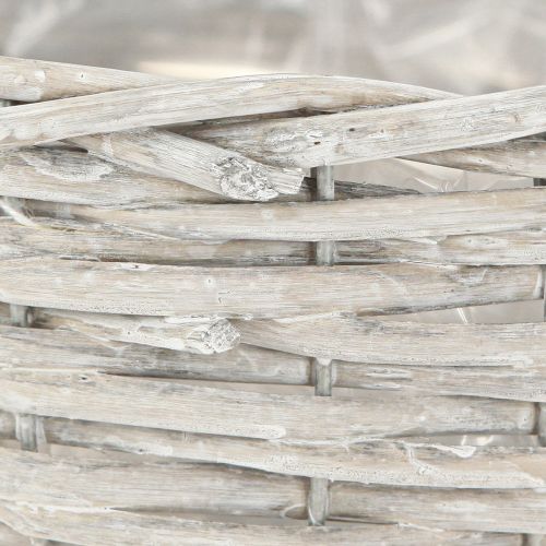 Artículo Cesta para plantas redonda de mimbre blanco-gris Ø30/25/20cm juego de 3