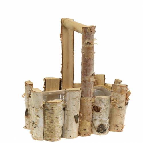 Cesta de siembra de ramas de abedul con mango 24x14.5cm H25.5cm