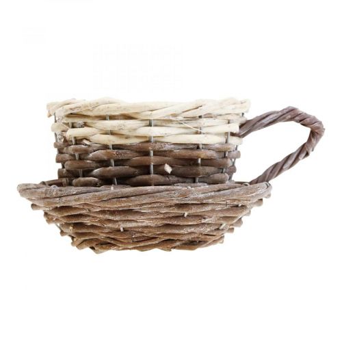 Floristik24 Cesta de plantas trenzada, taza de plantas con platillo Ø12cm