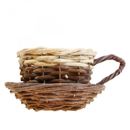 Floristik24 Cesta de plantas trenzada, taza de plantas con platillo Ø16cm