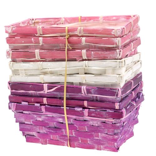 Artículo Cesta para patatas cuadrada violeta/blanco/rosa 8 piezas