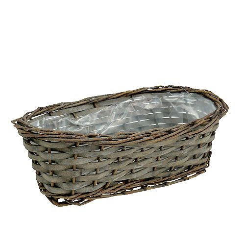 Floristik24 Cesta para plantas ovalada gris 30cm x 15cm x 10cm 1p