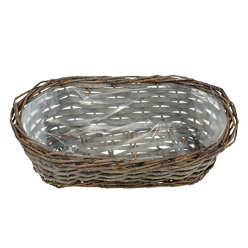 Floristik24 Cesta para plantas ovalada gris 30cm x 15cm x 10cm 1p