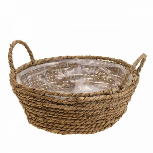 Artículo Cesta para plantas cesta redonda de algas marinas con asas cesta decorativa Ø25cm H9cm