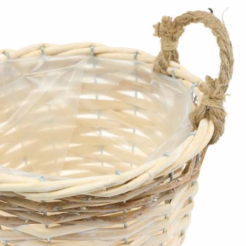 Floristik24 Cesta para plantas con asas de yute Ø24 / 20 / 14,5cm, juego de 3
