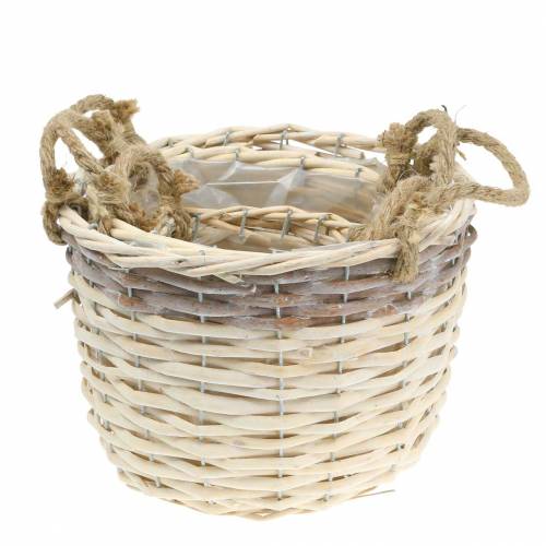 Floristik24 Cesta para plantas con asas de yute Ø24 / 20 / 14,5cm, juego de 3