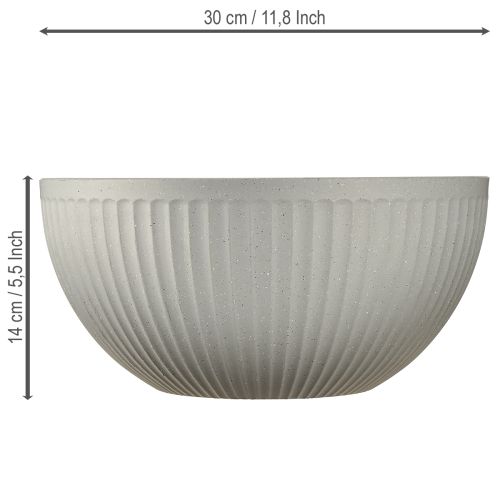 Artículo Maceta de plástico gris jaspeado con cuenco y ranuras Ø30cm