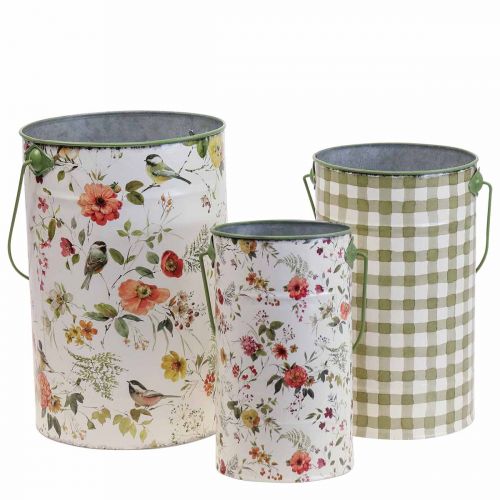 Artículo Macetero vintage balde metálico decorativo Ø18/15/12cm juego de 3