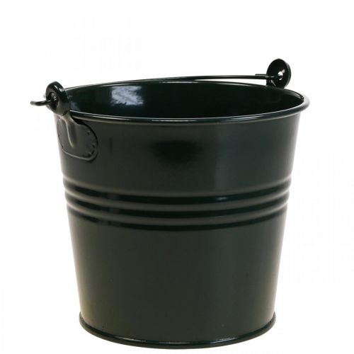 Jardinera Vintage Deco Cubo de metal verde oscuro Ø16 H24cm