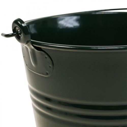Floristik24 Jardinera Vintage Deco Cubo de metal verde oscuro Ø16 H24cm