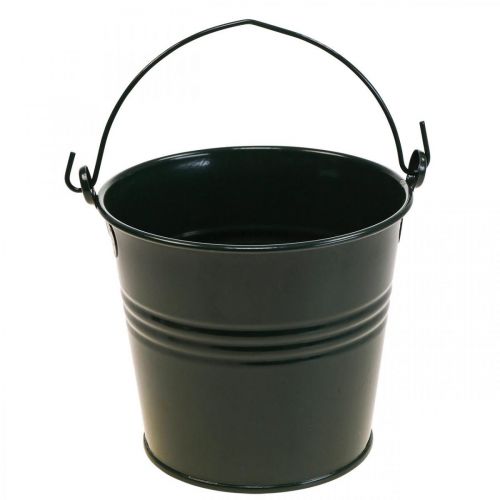 Floristik24 Jardinera Vintage Deco Cubo de metal verde oscuro Ø16 H24cm