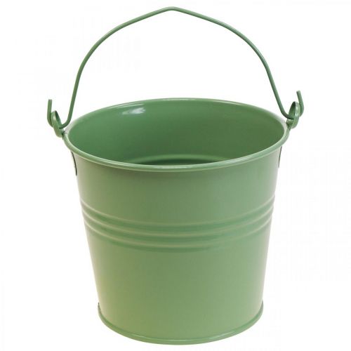 Floristik24 Jardinera vintage cubo decorativo de metal verde claro Ø16cm H24cm