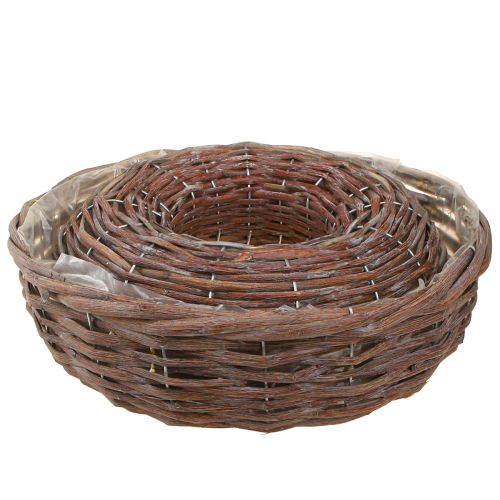 Floristik24 Macetero con forma de anillo de madera, color gris natural, Ø30/35 cm, juego de 2 unidades