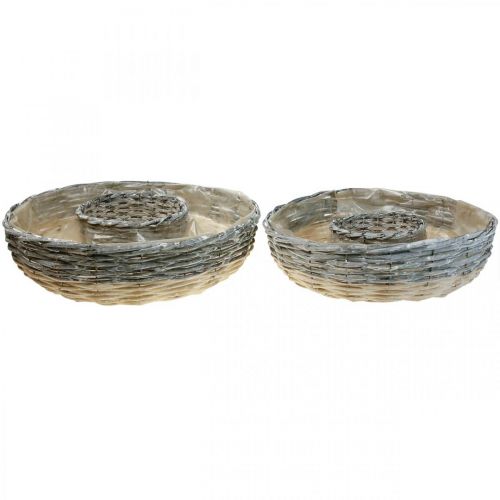 Floristik24 Plant ring sauce natural plant bowl Ø44/38cm juego de 2 blanco lavado