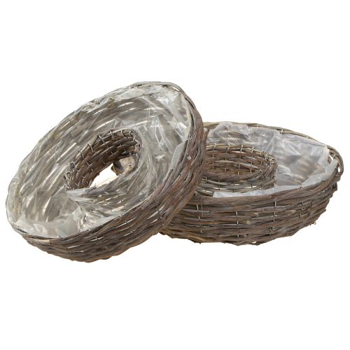 Floristik24 Anillos para plantas de madera de ratán natural gris Ø40/45 cm, juego de 2