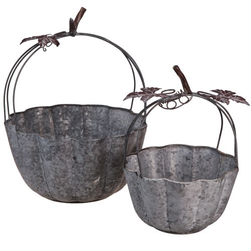 Floristik24 Macetero decorativo calabaza de metal zinc Ø21/30cm juego de 2 piezas