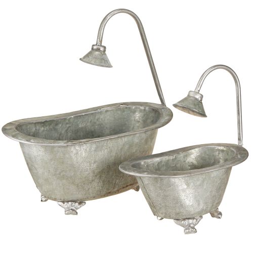 Floristik24 Mini bañera de metal con macetero, 22,5 cm/27,5 cm, juego de 2