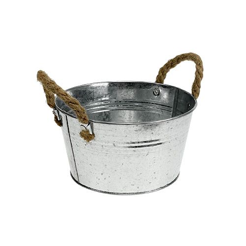 Floristik24 Jardinera de chapa de plata Ø18cm H10cm