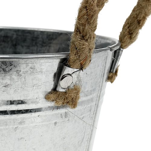 Floristik24 Jardinera de chapa de plata Ø18cm H10cm