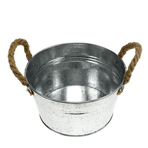 Floristik24 Jardinera de chapa de plata Ø18cm H10cm