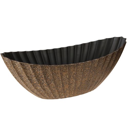 Floristik24 Macetero con ranuras ovalado antracita dorado 41,5×16×16cm