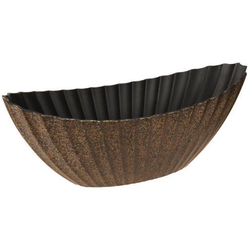 Floristik24 Macetero con ranuras ovalado barco antracita oro 36cm